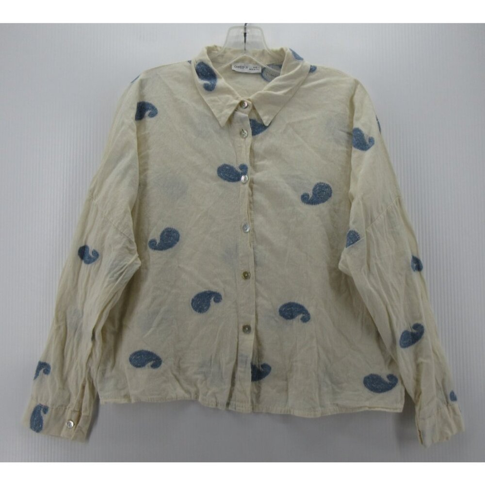 Civico 51 Top Large Button Up Shirt Paisley Embroidered Crop Italy